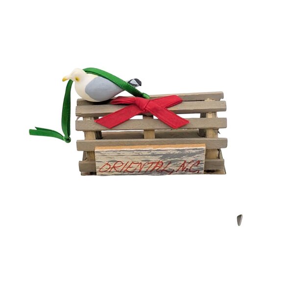 Handmade Ornament Miniature NC Town Seagull  wood Lobster Crab metal trap 2.8" - Picture 7 of 11